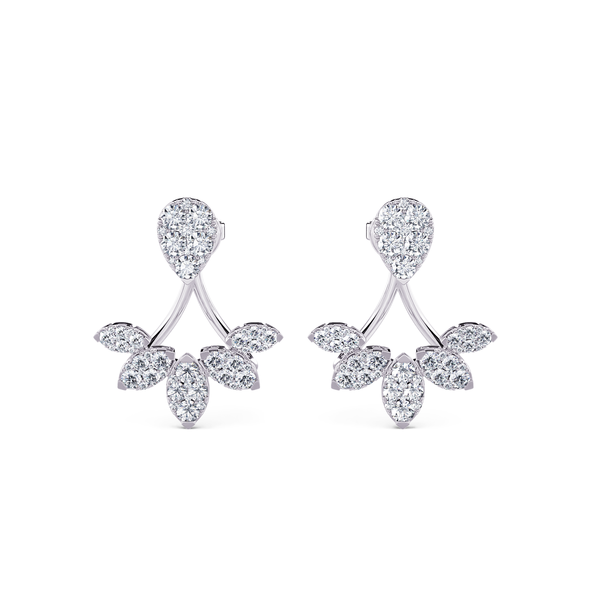 White Gold Blossom Earrings