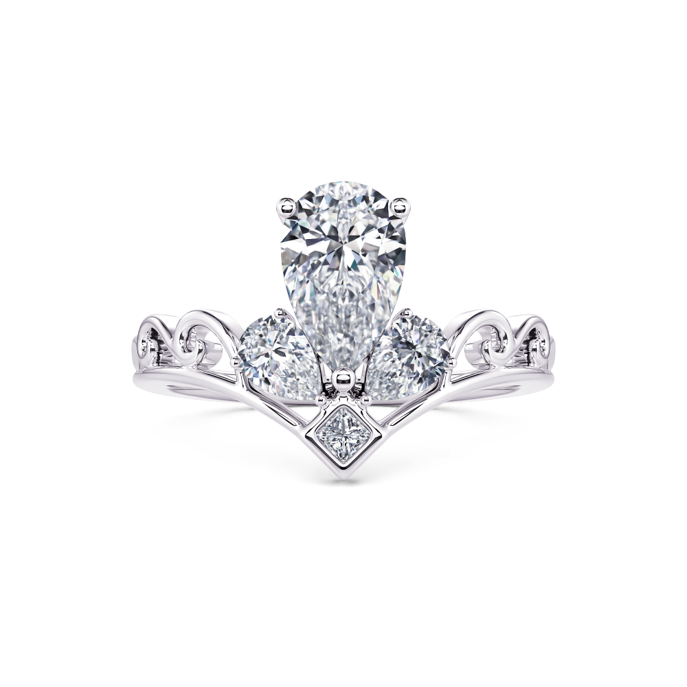 White Pear Diamond Tiara Ring