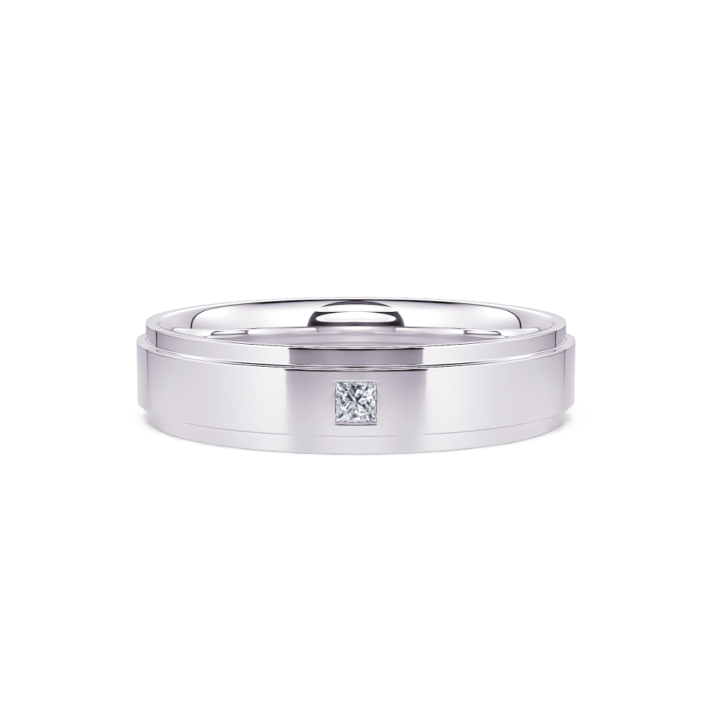 White Gold Square Diamond Men’s Band
