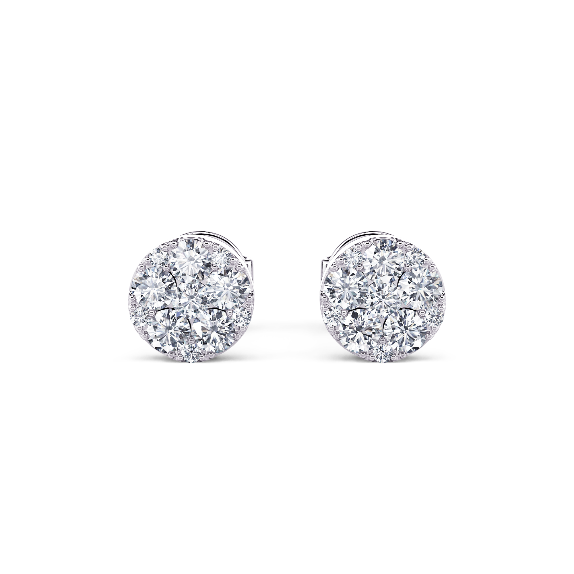 White Gold Halo Stud Earrings