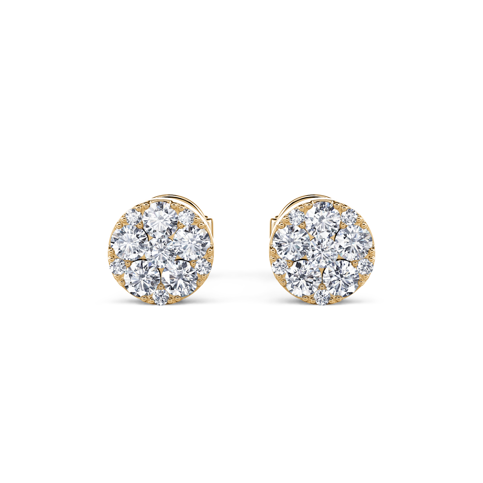 Yellow Gold Halo Stud Earrings