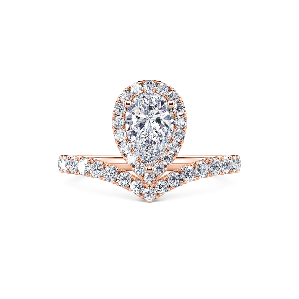 Rose Gold Pear Halo Diamond Ring