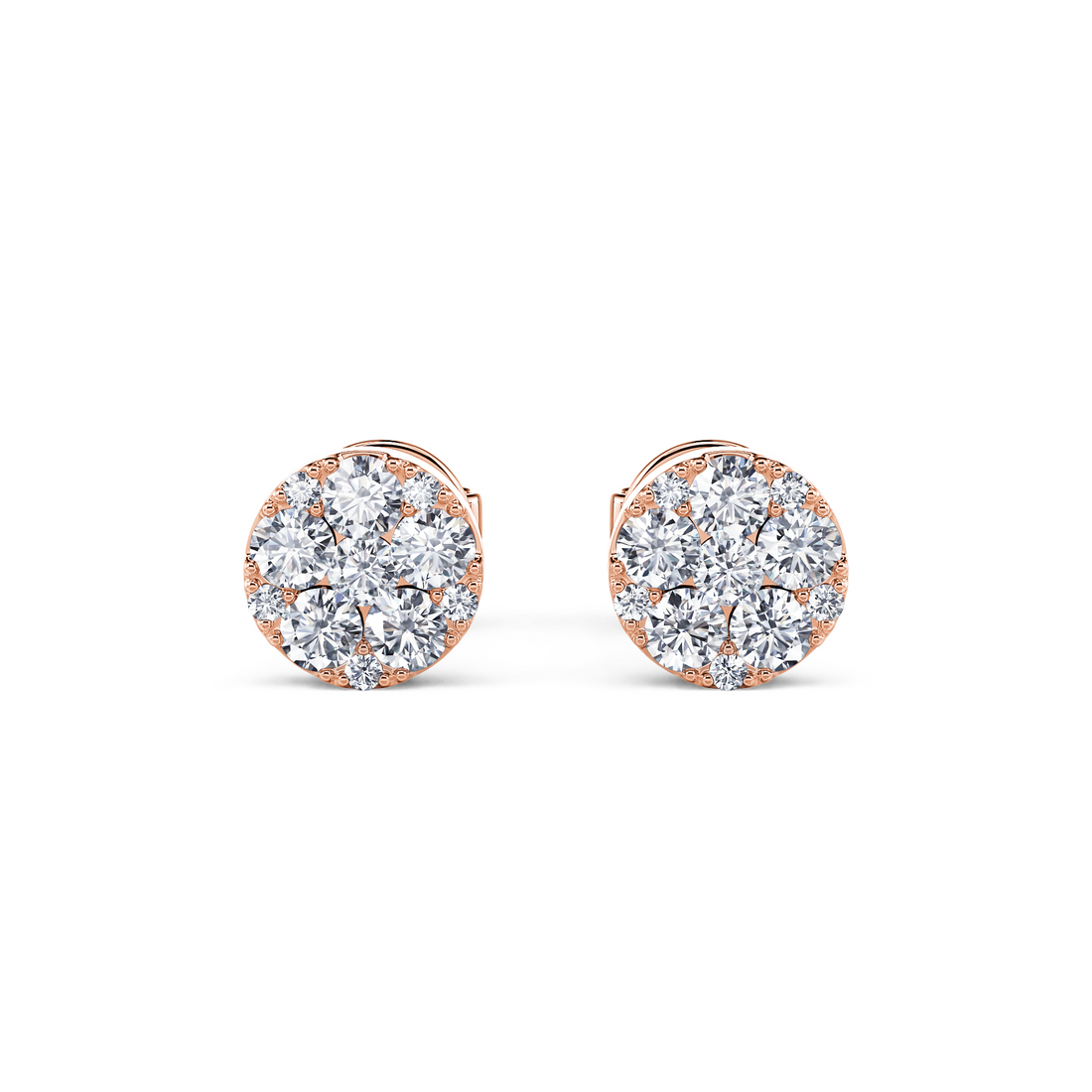Rose Gold Halo Stud Earrings