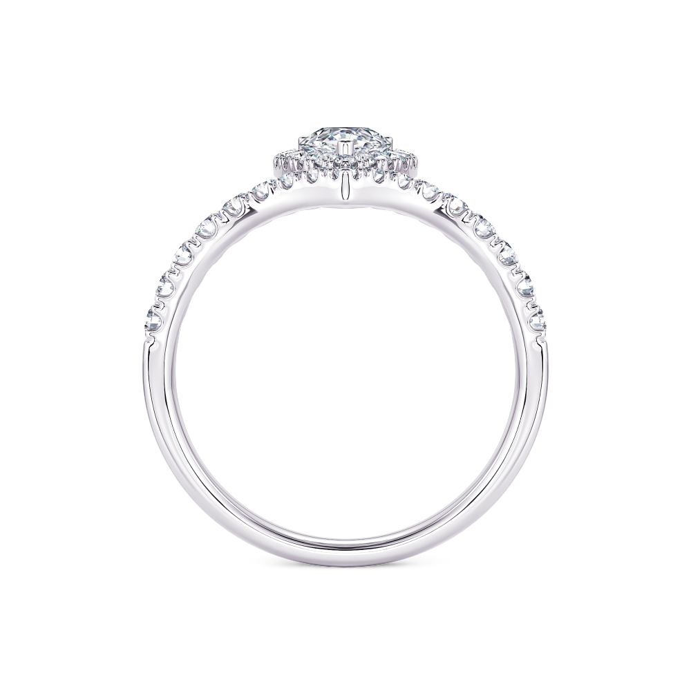 White Gold Pear Halo Diamond Ring