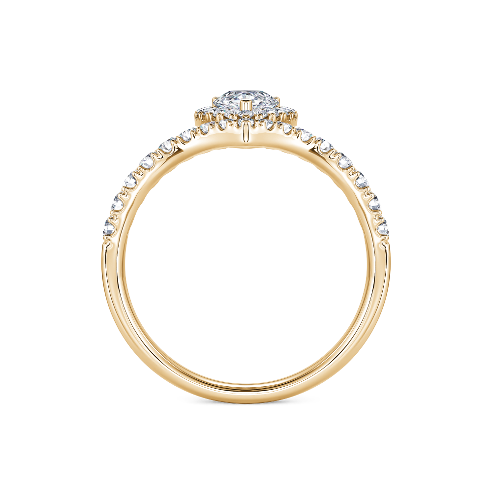 Yellow Gold Pear Halo Diamond Ring