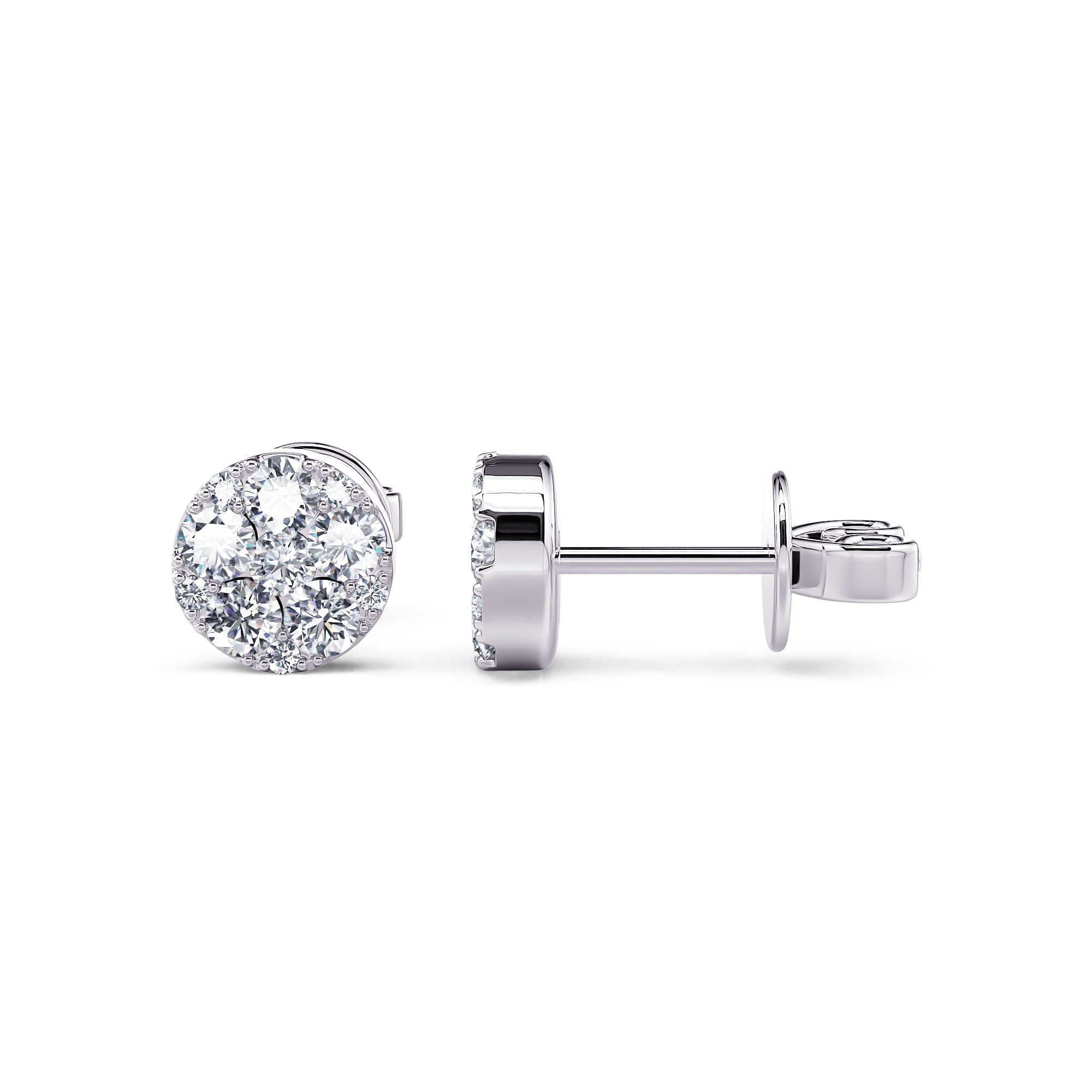White Gold Halo Stud Earrings