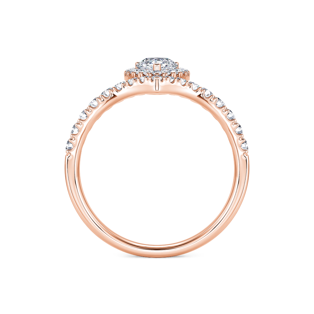 Rose Gold Pear Halo Diamond Ring