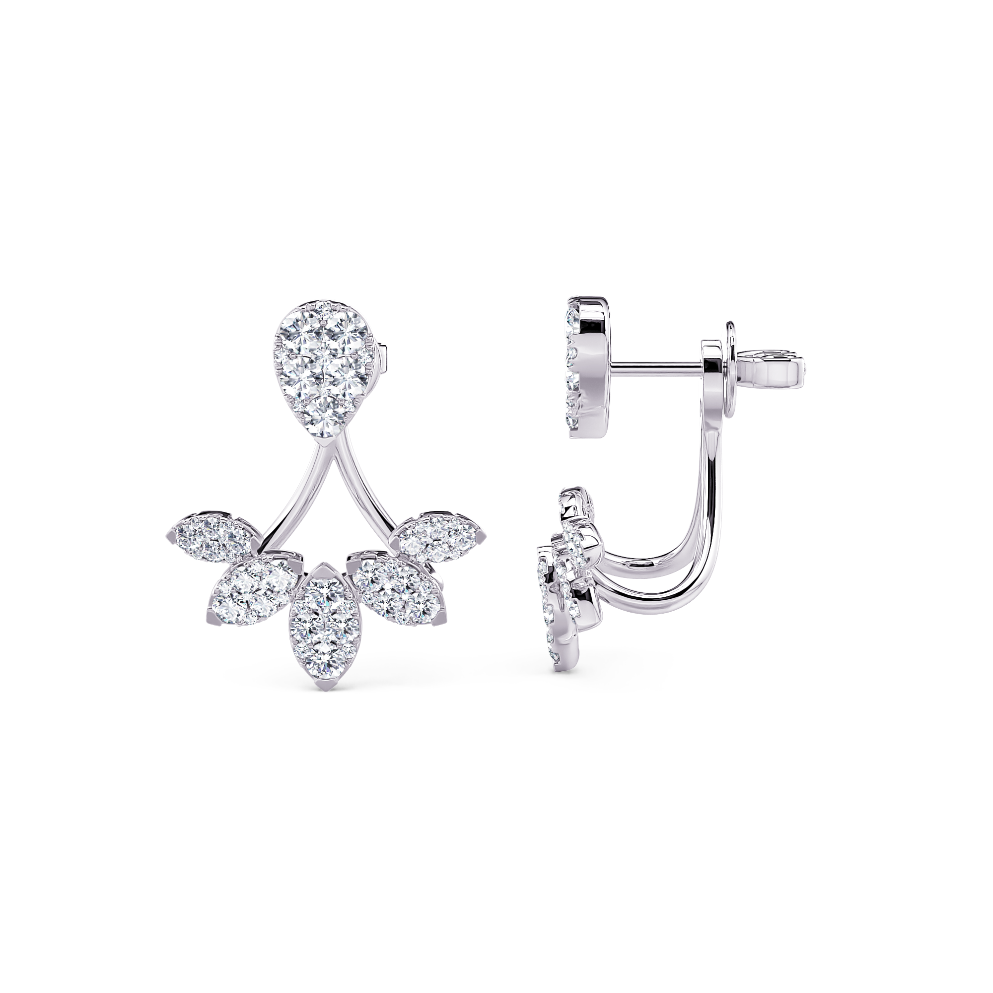 White Gold Blossom Earrings