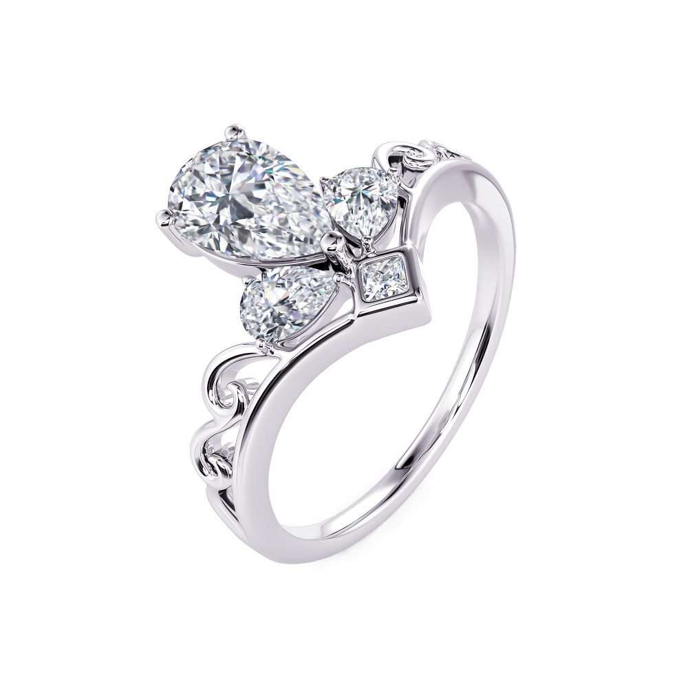 White Pear Diamond Tiara Ring