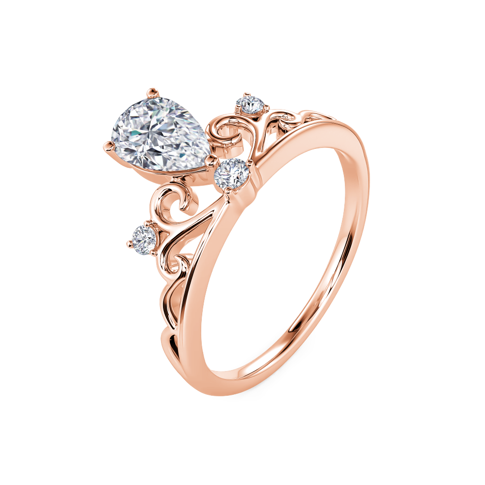 Rose Pear Diamond Tiara Ring