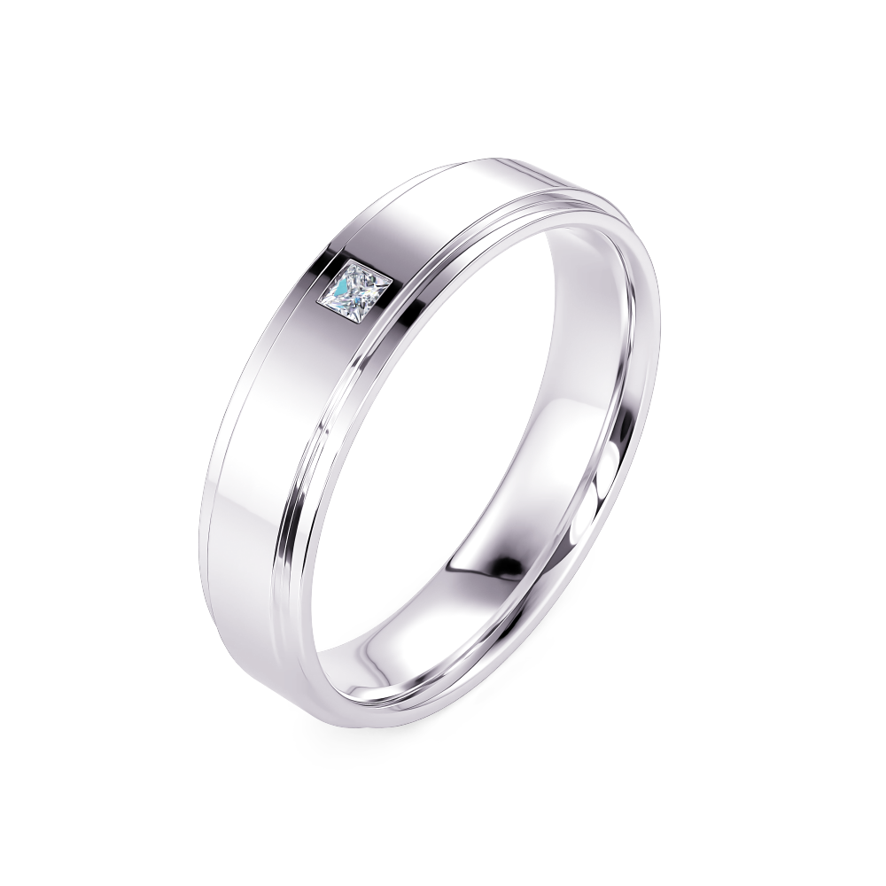 White Gold Square Diamond Men’s Band