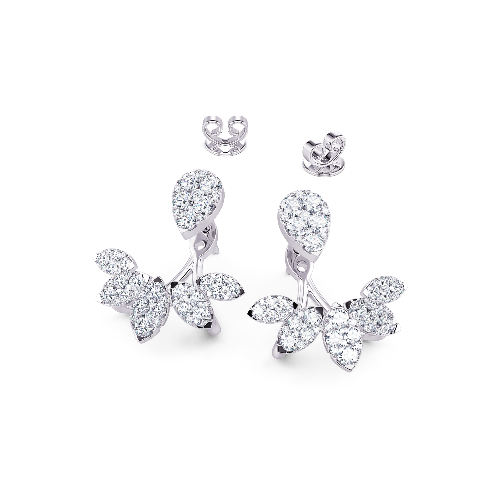 White Gold Blossom Earrings