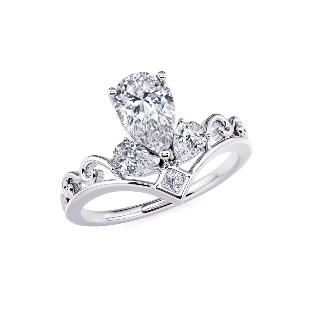 White Pear Diamond Tiara Ring
