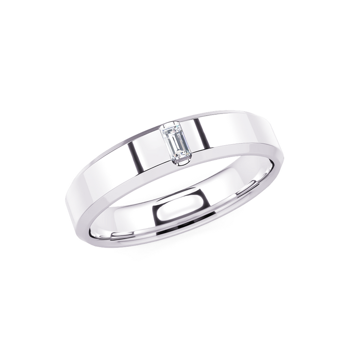 White Emerald-Cut Diamond Band