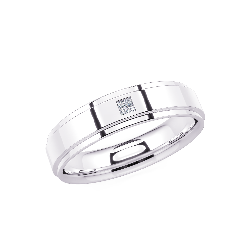 White Gold Square Diamond Men’s Band