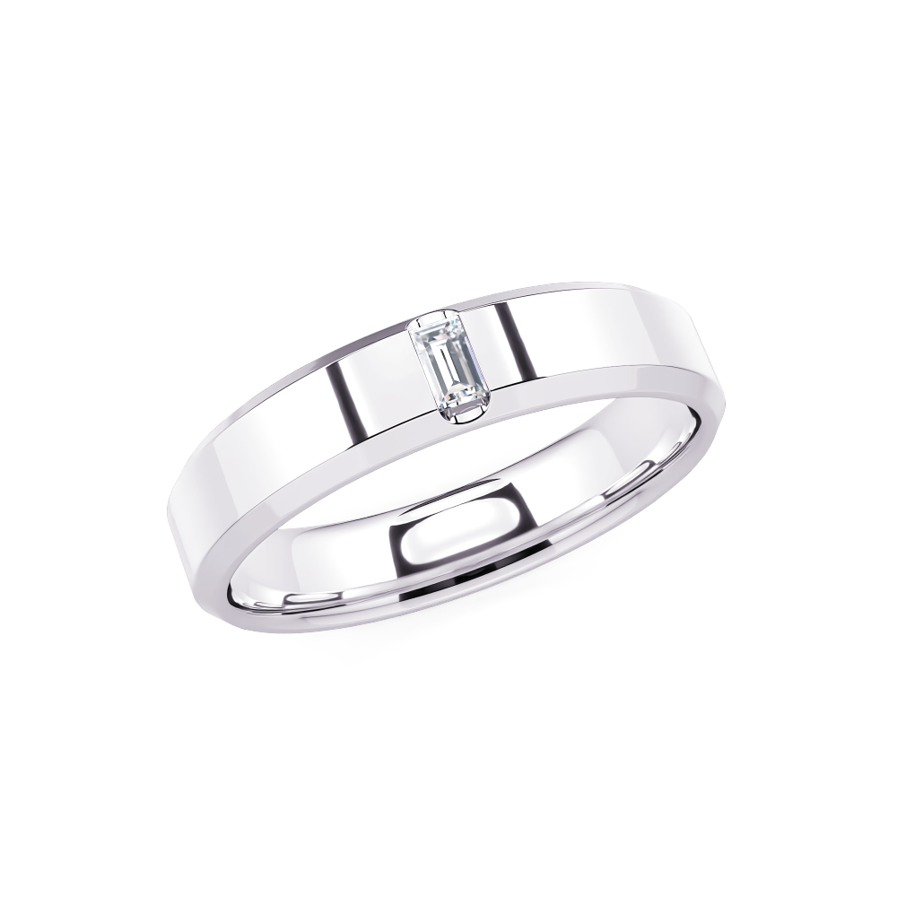White Emerald-Cut Diamond Band