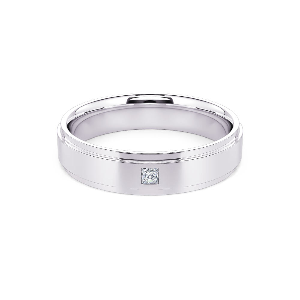 White Gold Square Diamond Men’s Band