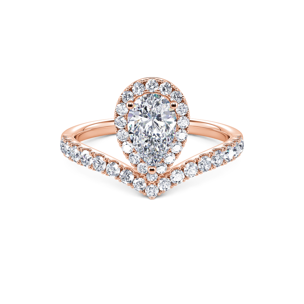 Rose Gold Pear Halo Diamond Ring