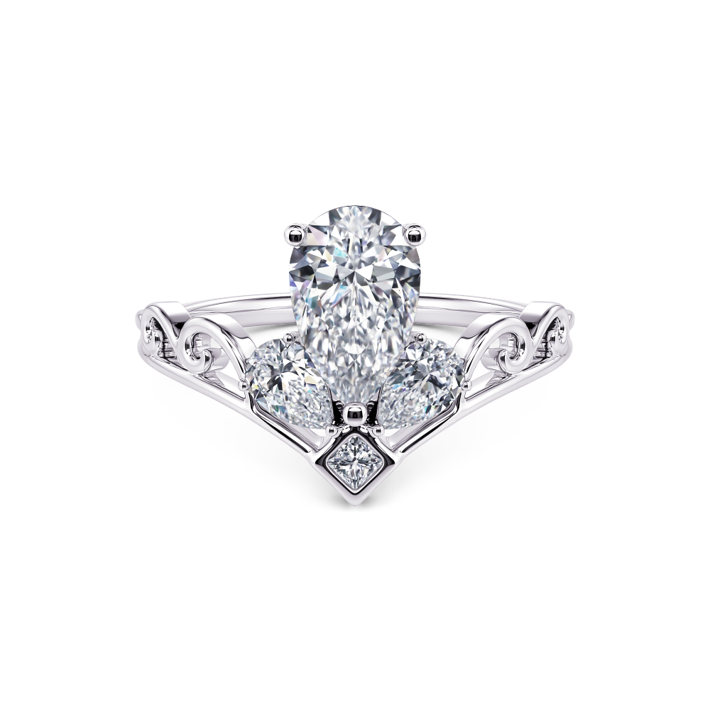 White Pear Diamond Tiara Ring