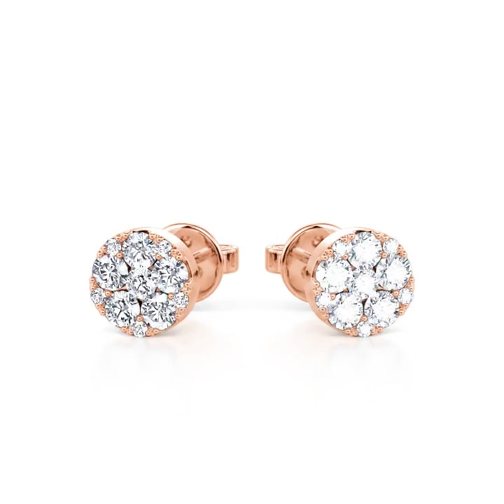 Rose Gold Halo Stud Earrings