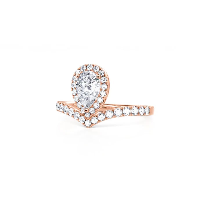 Rose Gold Pear Halo Diamond Ring